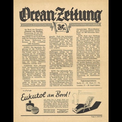 Ocean-Zeitung. Offizielle Bordzeitung des Norddeutschen Lloyd, Bremen, Juli 1935
