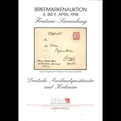 HBA Briefmarkenauktionen Auslandspostämter und Kolonien. Hamburg 1994/95.