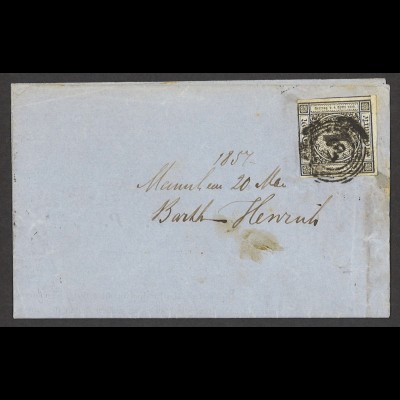 Altdeutschland Baden MiNr. 5 EF Brief Mannheim Mai 1857, NS 87 Drucksache