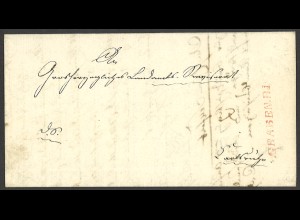 Altdeutschland Baden 1838 Vorphila Brief GRABEN. R.1. in Rot n. Karlsruhe Dienst