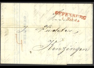 Altdeutschland Baden 1845 Vorphila Brief L2 OFFENBURG nach Kenzingen Rechnung