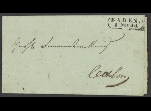 Altdeutschland Baden Vorphila 1846 Brief aus Baden im Ortsverkehr Dienstbrief