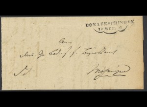 Altdeutschland Baden Vorphila 1841 Brief Donaueschingen nach Möhringen Dienst