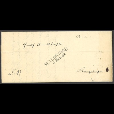 Altdeutschland Baden Vorphila 1849 Brief L2 WALDKIRCH nach Kenzingen