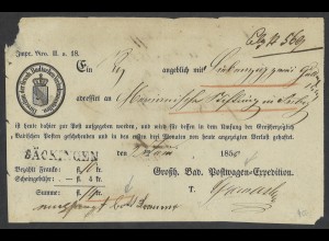 Altdeutschland Baden 1852 Postschein L1 Säckingen (Feuser BN 433)
