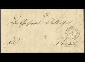 Altdeutschland Baden Vorphila 1838 Dienstbrief K2 Bischofsheim A.R. nach Rastatt