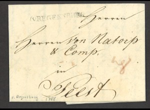Altdeutschland Bayern 1788 Vorphila Brief mit L1 Stempel v. Regensburg n. Peest