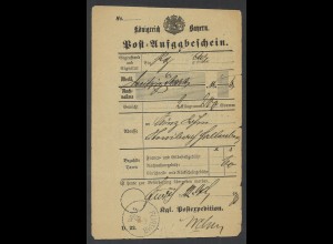 Altdeutschland Bayern 1880 Postschein K1 FÜRTH