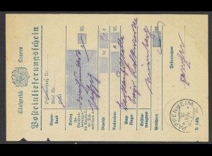 Altdeutschland Bayern 1918 Postschein K1 PAPPENHEIM 