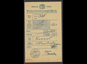Altdeutschland Bayern 1920 Postschein Kreisgitter-Segmentstempel Grafenwöhr