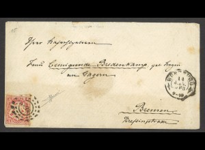 Altdeutschland Bayern 1868 Brief 3 Kreuzer MiNr. 15 EF Plattenfehler 15 II 
