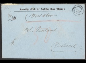 Altdeutschland Bayern 1901 Wertbrief 50 Pf. EF MiNr. 63x München Viechtach