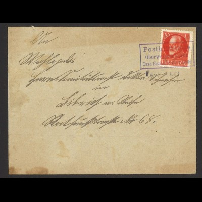 Altdeutschland Bayern 1914 Brief MiNr. 96 EF Posthilfstelle Oberweissenbrunn