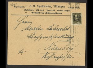 Altdeutschland Bayern 1920 Brief EF 40 Pf. MiNr. 160 A Firmenzudruck München