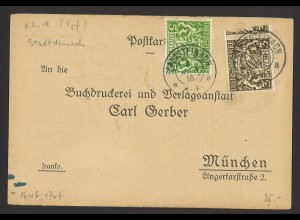 Altdeutschland Bayern 1918 Postkarte Dienstpost MiF MiNr. 16w 17w Stadtsteinach
