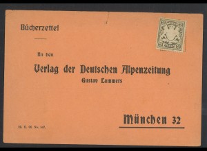 Altdeutschland Bayern 1900 Postkarte Bücherzettel EF MiNr. 65 ungebraucht 