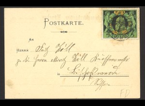 Altdeutschland Bayern 1911 Postkarte EF MiNr. 92A FDC 10.6.1911 Ersttag Zudruck