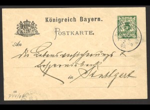 Altdeutschland Bayern 1900 Postkarte P 44 5 Pf. K1 Rottershausen (Helbig +30) 