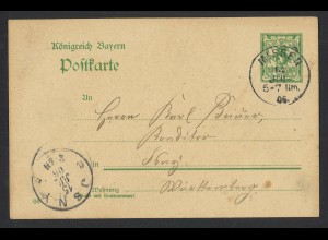 Altdeutschland Bayern 1905 Postkarte 5 Pf. K1 Missen (Helbig +20)
