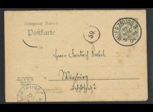 Altdeutschland Bayern 1904 Postkarte 2 Pf. P 62 (F+A) Würzburg