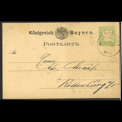 Altdeutschland Bayern 1878 Postkarte P 7 II Firmen-Zudruck Franz Conrad Würzburg