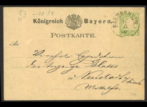 Altdeutschland Bayern 1878 Postkarte P 7 I Bäumenheim Zudruck M. Droßbach & Co.