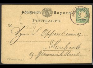 Altdeutschland Bayern 1880 Postkarte P 8 II schmales P + K in Postkarte Kaisersl