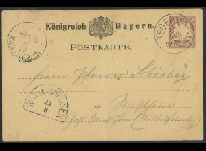 Altdeutschland Bayern 1881 Postkarte 5 Pf. Tegernsee n. Winterhausen 