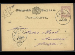 Altdeutschland Bayern 1881 Postkarte 5 Pf. Haidhof n. München