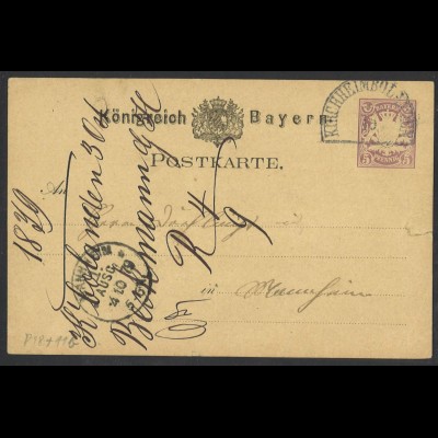 Altdeutschland Bayern 1881 Postkarte P 18 5 Pf. Kirchheimbolanden 