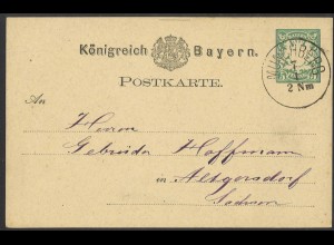 Altdeutschland Bayern 1878 Postkarte P 8 II Münchberg n. Altgersdorf