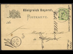 Altdeutschland Bayern 1884 Postkarte 3 Pf. P 25 I Maikammer privater Zudruck 