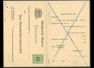Altdeutschland Bayern 1902 Dienst Postkarte 5 Pf. DPB 2 II (F+A) ungebraucht