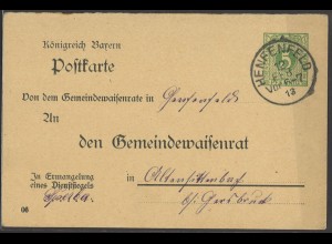 Altdeutschland Bayern 1913 Dienst Postkarte 5 Pf. DPB 4/02 Henfenfeld