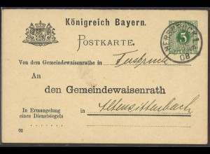 Altdeutschland Bayern 1908 Dienst Postkarte DPB 2 II Hersbruck Altensittenbach