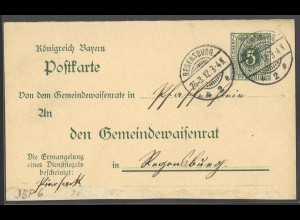 Altdeutschland Bayern 1912 Postkarte 5 Pf. DPB 6/02 Regensburg (Pfaffenheim)