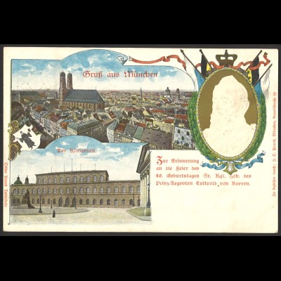 Altdeutschland Bayern 1901 Privatpostkarte PP 15 D1/02 Luitpold Gruss a. München