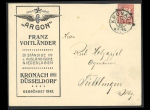 Altdeutschland Bayern 1910 Privatumschlag 10 Pf. PU 11 B5/010 Voitländer Kronach