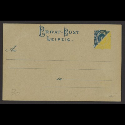 Deutsches Reich Privatpost Leipzig Privat-Brief-Verkehr Postkarte 1886 P 1 *