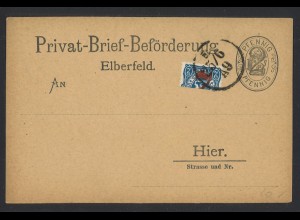 DR Privatpost Wuppertal 1887 Postkarte Privat-Brief-Beförderung Elberfeld P 4 II