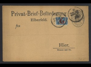 DR Privatpost Wuppertal 1887 Postkarte Privat-Brief-Beförderung Elberfeld P 4 II