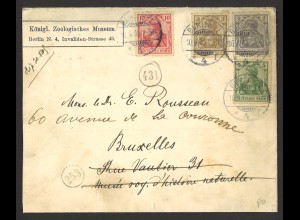 Deutsches Reich Germania 1905 Brief MiF ex MiNr 68/71 Berlin n. Brüssel Belgien