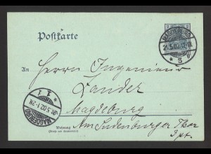 Deutsches Reich 1902 Postkarte 2 Pf. Blau Germania P 57 Y Magdeburg 