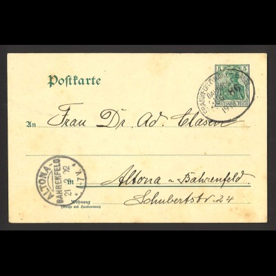 Deutsches Reich 1902 Postkarte 5 Pf. Germania P 58 Y Bahnpost Karlsruhe Basel