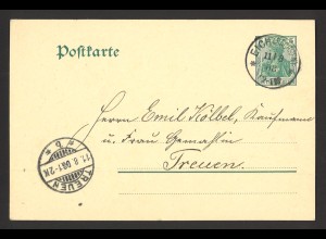 Deutsches Reich 1908 Postkarte 5 Pf. P 78 ab Eich nach Treuen Sachsen