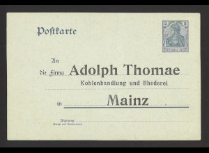 Deutsches Reich ca. 1900 Postkarte 2 Pf. MiNr. P 49 Zudruck A. Thomae Mainz