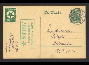 Deutsches Reich 1913 Postkarte P 90 + Vignette Experanto + Stempel + Text!