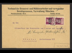 Deutsches Reich Bayern 1921 Brief MeF MiNr. 122 III Plattenfehler "R" München