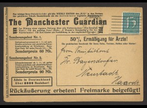 Deutsches Reich Infla 1921 Drucksache Postkarte EF MiNr. 160 Zudruck + Antwort
