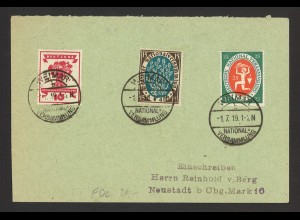 Deutsches Reich 1919 R-Satzbrief / FDC Nationalversammlung MiNr. 107-109 